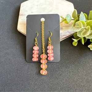 Cherry Quartz Necklace Earrings Jewelry Set in 14k Gold Filled